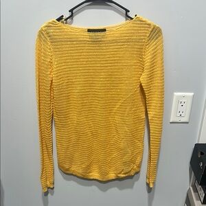 Tahari Yellow Linen Knit Top